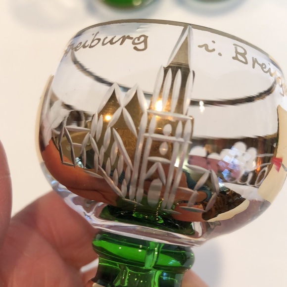 Set Of Three Freiburg im Breisgau Germany Souvenir Cordial Glasses Etched - Picture 3 of 12